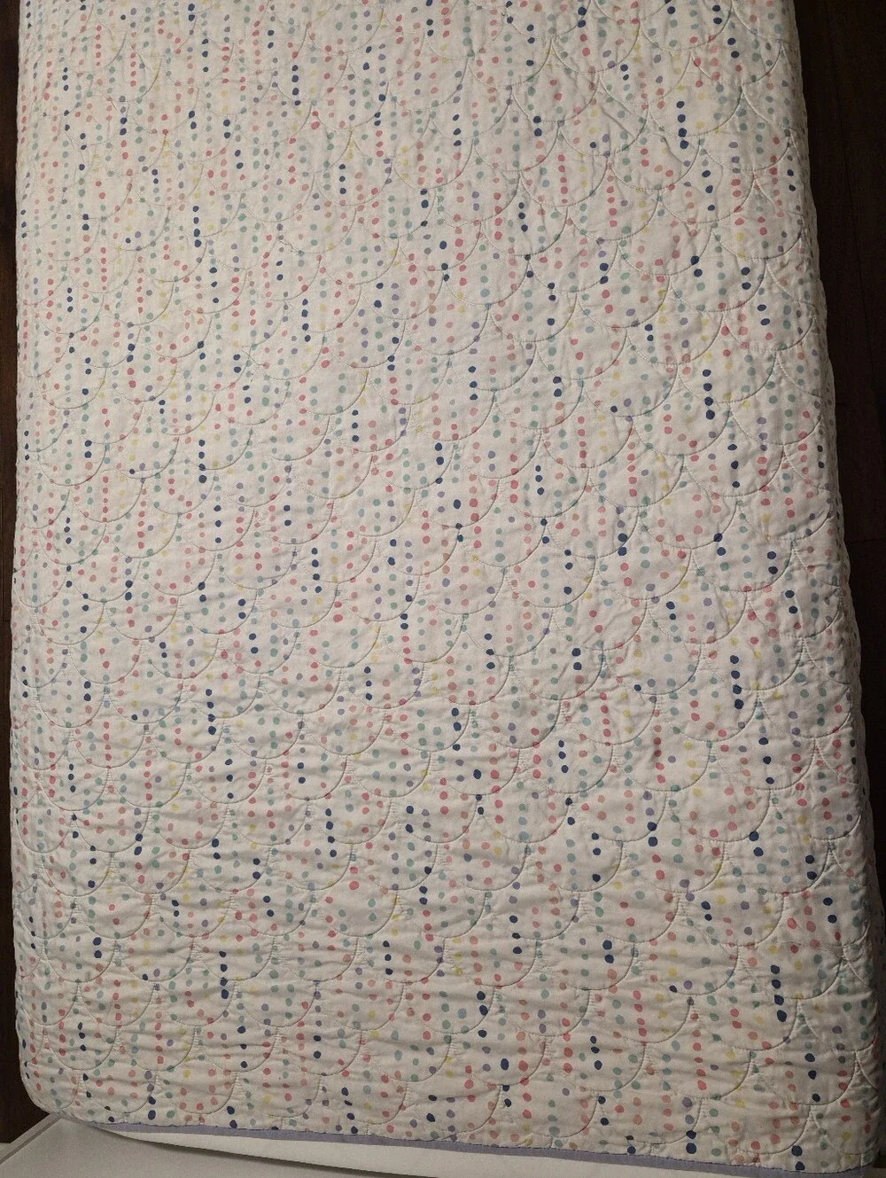 The Big One Reversible Quilt TwinXL Madison Dots / Rainbow Stripes
